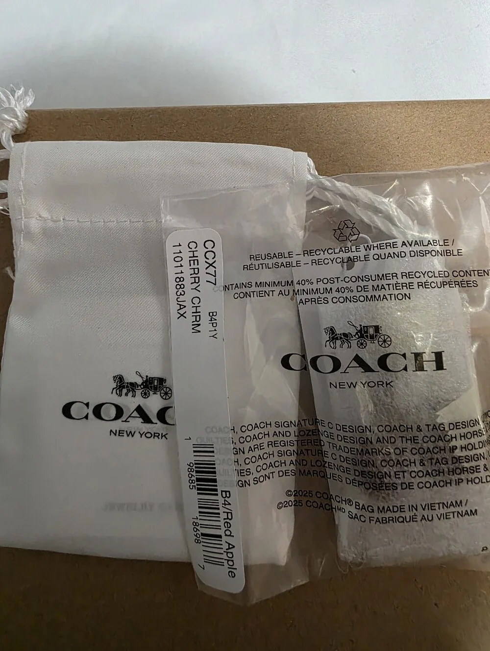 Coach Small Cherry Charm Nwt - Picture 6 of 7